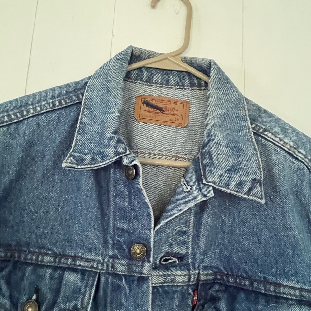Levis Mens 42R Denim Trucker Jacket 506-0214 Distressed Grunge Punk Rock 80s USA - Picture 4 of 11
